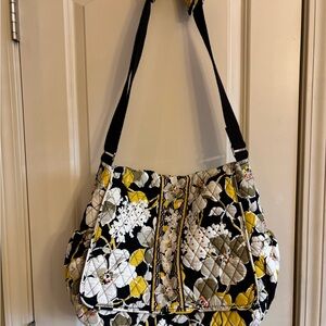 Vera Bradley Black and Yellow Floral Shoulder Bag